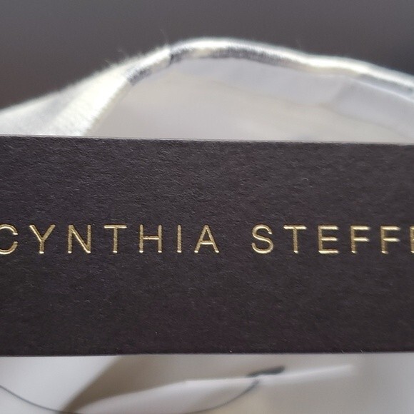 NWT CYNTHIA STEFFE GRAY CREAM STRAPLESS SHEATH DRESS FLORAL CHIFFON SATIN SIZE 8 - Picture 7 of 16